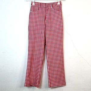 Red and White Gingham Checkered pants Women’s 0